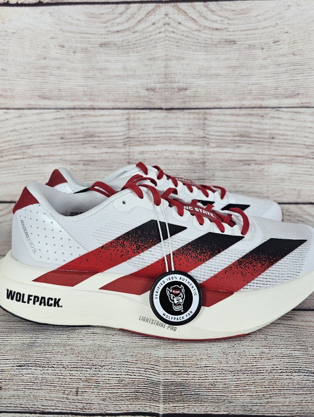 Adidas Adizero Evo SL NC State Wolfpack Running Shoes JQ4571 Men's Size 4 NEW